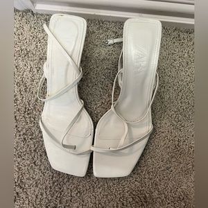 White Strappy Sandals with kitten heel  - great condition